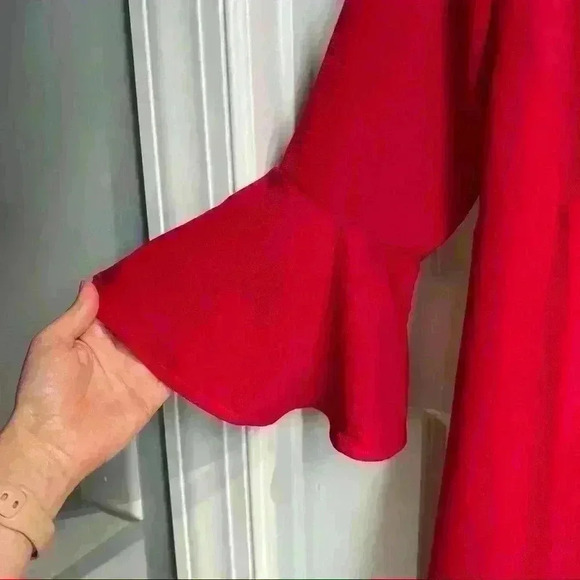 Lulu's Red Bell Sleeve Dress Size L Large - Picture 2 of 5